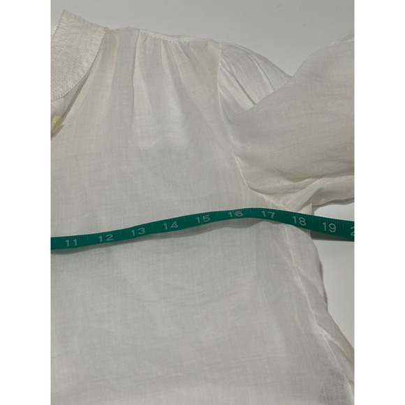 Banana Republic White Mandarin Collar Button Front Sheer Blouse Top Women's Sz S - Picture 7 of 9